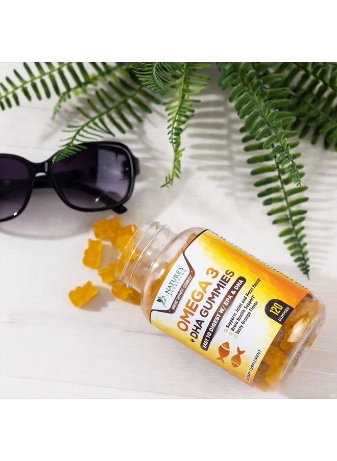 Nature's Nutrition - Omega 3 Fish Oil Gummies, Heart Healthy Omega 3 Gummy Supplement with High Absorption DHA & EPA, Extra Strength Joint & Brain Support, Omega 3 Fish Oil Nature's Vitamin, Orange Flavor - 120 Gummies - Image 1