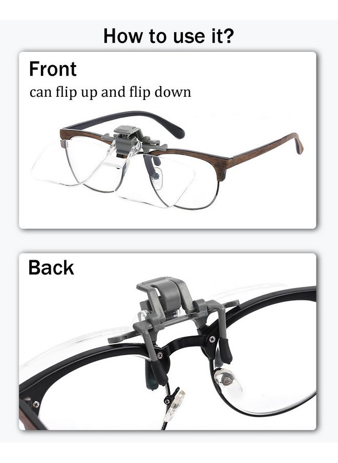 Clip On Magnifiers For Eyeglasses 2X Magnifying Glasses Flip Up/Down Reading Glasses Reader For Seniors Elderly Women Men For Reading Computer Use Sewing Close Work