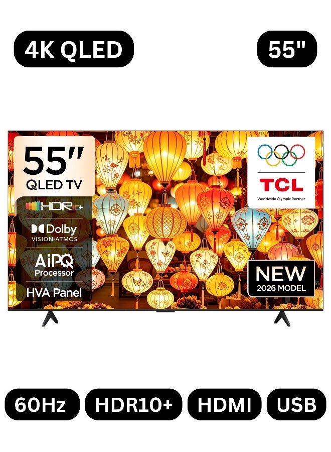 TCL 55 Inch P71L 4K Premium QLED Smart TV (2026 Model Google TV - UAE Version), 55 Inch 4K QLED Smart TV With 2GB RAM + 16GB ROM, AiPQ Processor, HVA Panel, ONKYO 2.0 Hi-Fi System, Dolby Vision + Atmos 55P71L Black - Image 1