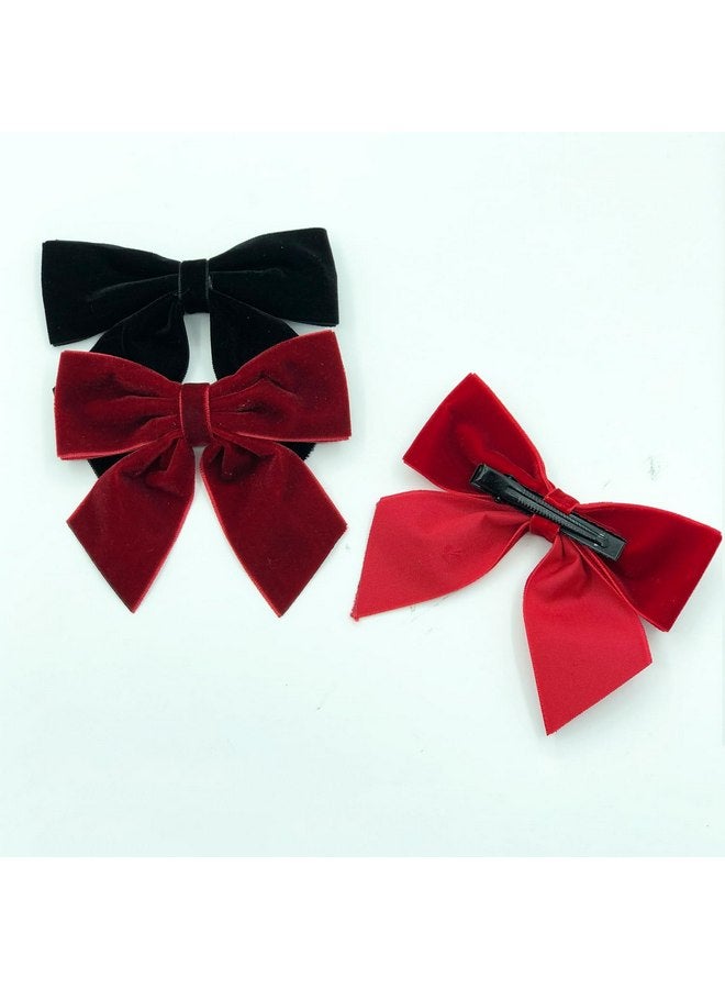 Hipcheer Large Velvet Hair Bows,Large Bows Alligator Clips Hair Accessories for Little Teen Toddler Girls Kids(Black 4pcs) - Image 4