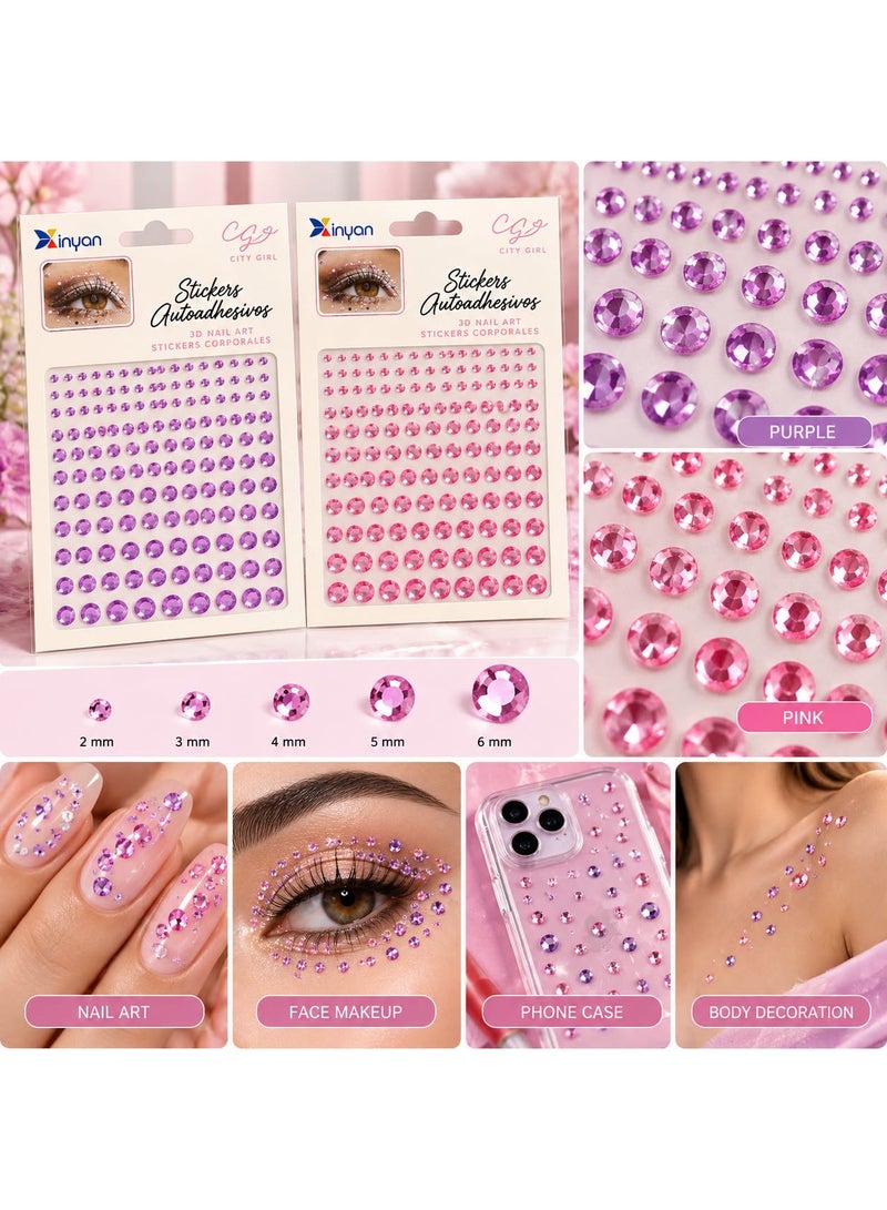 4-Piece Multi-Color Self-Adhesive Rhinestone Sticker Set, Versatile 3D Gems for Eye and Face Makeup, Body Art and Creative Nail Decoration, Colorful Beauty Accessories - Image 3