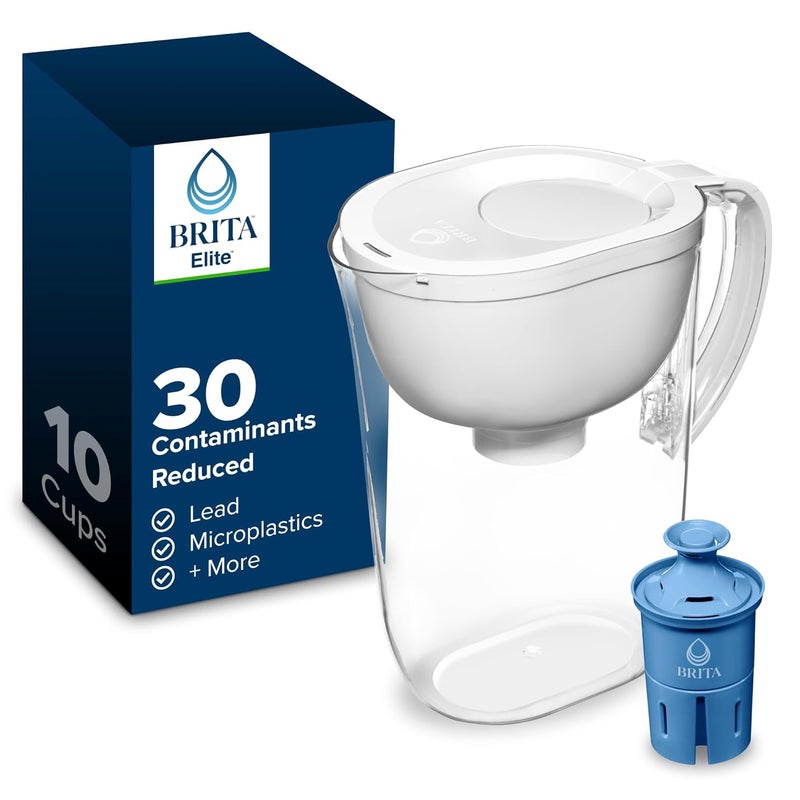BRITA إبريق ماء، فلتر إلكترا اليومي، يزيل 99% من الرصاص، يتضمن 1 فلتر، سعة 10 أكواب، أبيض - Image 1