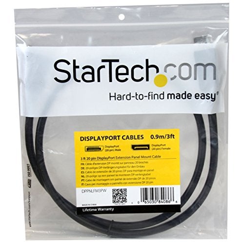StarTech.com 3 ft / 91 cm 20 pin DP DisplayPort Extension Panel Mount Cable - DisplayPort to DisplayPort - Male to Female (DPPNLFM3PW) - Image 4