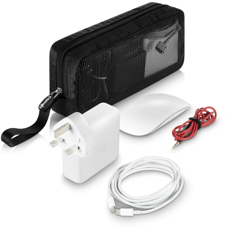 CM Travel Cable Organizer Case Bag Portable Computer Accessories Zipper Mesh Pouch Bag for Holding Laptop Mouse, Power Bank, USB, Adapter, Charger, Cellphone and Cosmetics (Case Bag ONLY) - Image 4