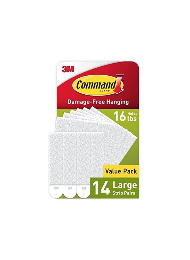Command Large Picture Hanging Strips, White, Holds Up To 16 Lbs, 14-Pairs, Easy To Open Packaging  - Image 2