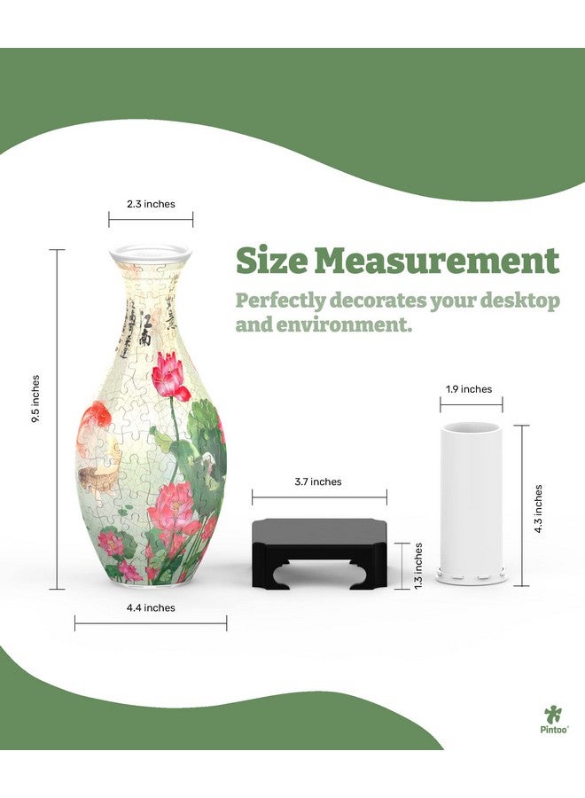 Pintoo Pintoo 3D Puzzle Vase Unique Flower Vase Made by 160 Curved Plastic Puzzle Pieces House Warming Gift for Flower Arrangements and Home Decoration - [S1024] (Translucent, Carp with Lotus)  - Image 4