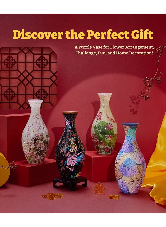 Pintoo Pintoo 3D Puzzle Vase Unique Flower Vase Made by 160 Curved Plastic Puzzle Pieces House Warming Gift for Flower Arrangements and Home Decoration - [S1024] (Translucent, Carp with Lotus)  - Image 3