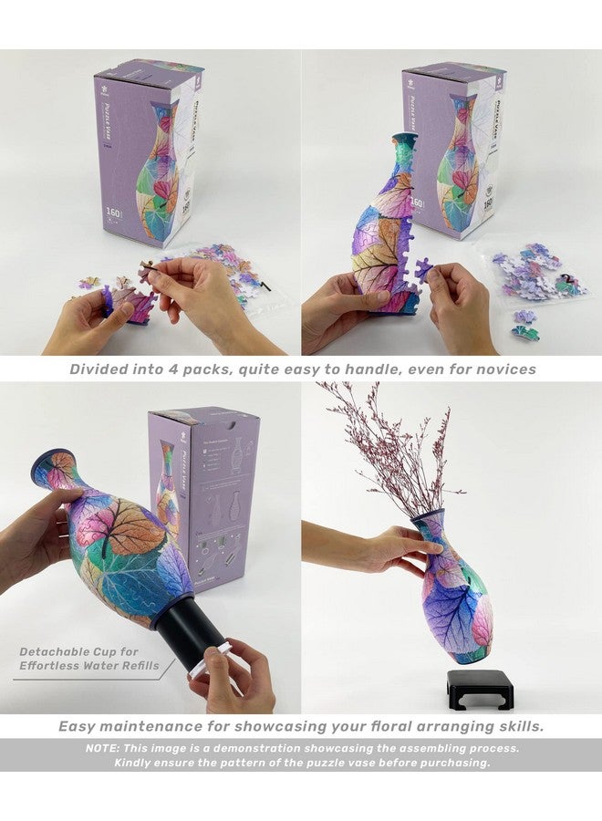 Pintoo Pintoo 3D Puzzle Vase Unique Flower Vase Made by 160 Curved Plastic Puzzle Pieces House Warming Gift for Flower Arrangements and Home Decoration - [S1024] (Translucent, Carp with Lotus)  - Image 5