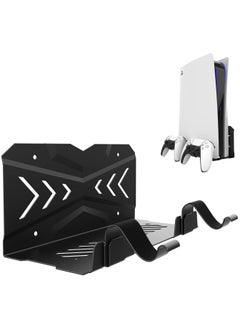 Hidden Wall Mount for PS5 - Accessories Playstation 5 Digital/Disc Edition Console Floating Shelf Behind TV, with 2 Detachable Controllers Holder Metal Rack, Solid Iron Stand Kit, Easy Install
