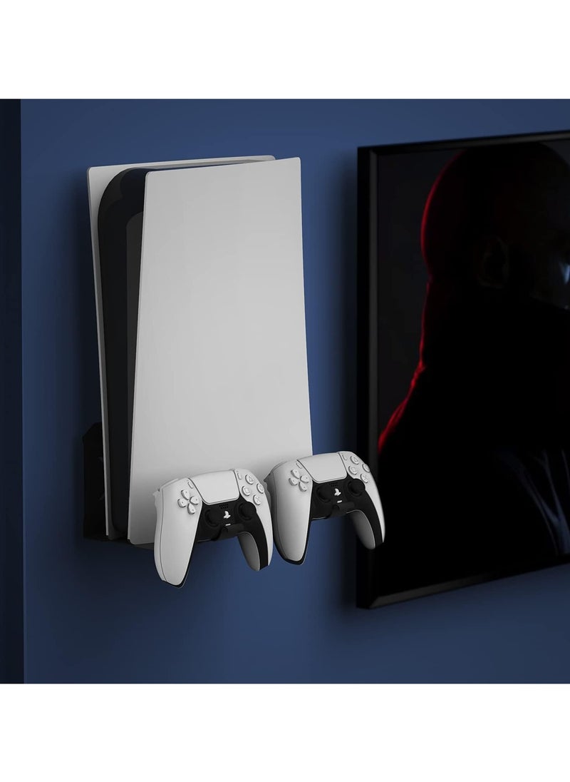 UPOK - Hidden Wall Mount for PS5 - Accessories Playstation 5 Digital/Disc Edition Console Floating Shelf Behind TV, with 2 Detachable Controllers Holder Metal Rack, Solid Iron Stand Kit, Easy Install - Image 1