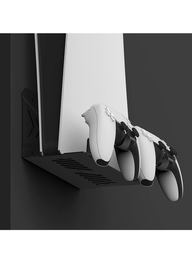 UPOK - Hidden Wall Mount for PS5 - Accessories Playstation 5 Digital/Disc Edition Console Floating Shelf Behind TV, with 2 Detachable Controllers Holder Metal Rack, Solid Iron Stand Kit, Easy Install - Image 1