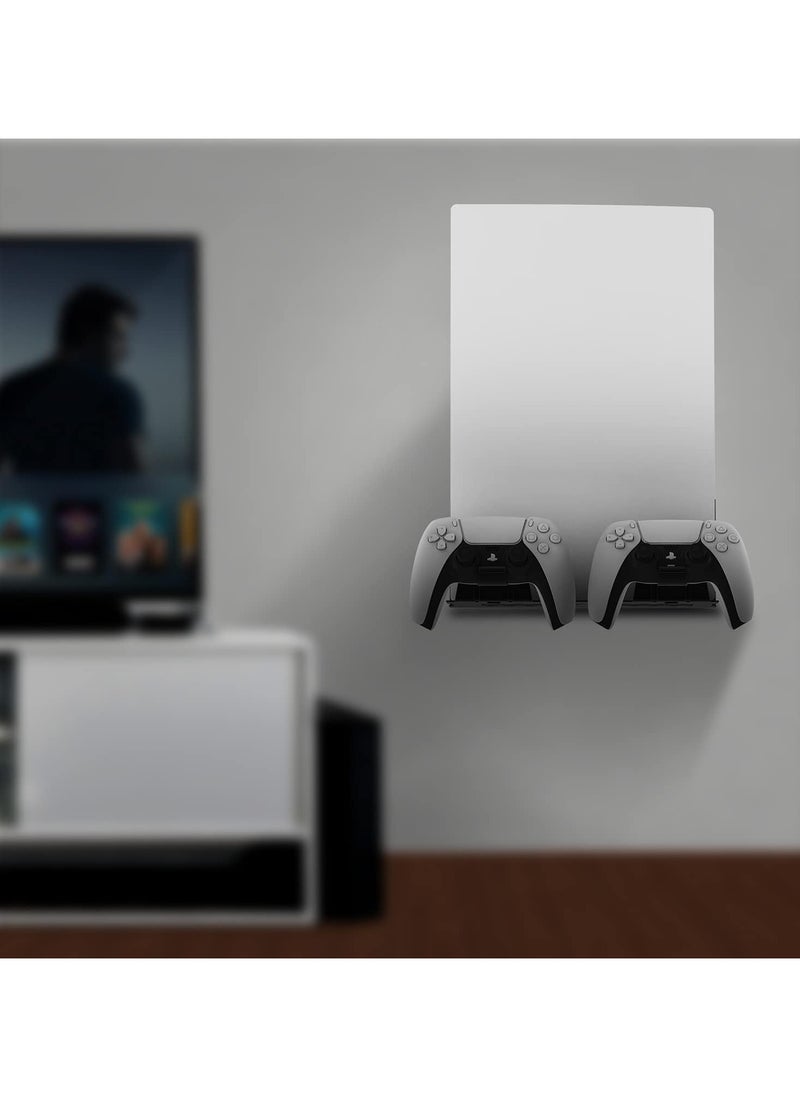 UPOK - Hidden Wall Mount for PS5 - Accessories Playstation 5 Digital/Disc Edition Console Floating Shelf Behind TV, with 2 Detachable Controllers Holder Metal Rack, Solid Iron Stand Kit, Easy Install - Image 1