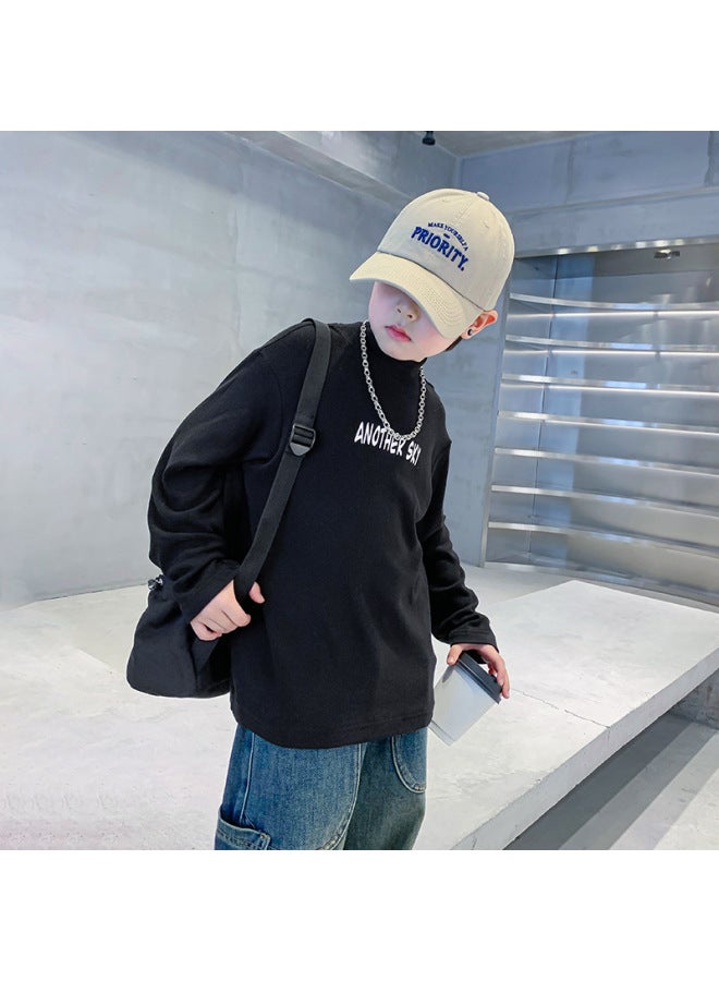 Children's Half-high Collar Base Shirt Winter New Boys' Inner Base Shirt Boy's Thickened Long-sleeved T-shirt Trendy