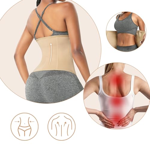 FeelinGirl Body Shaper Waist Trainer for Women Workout Waist Cincher Slim Waist Cincher Corset Tummy Control Shapewear Beige - Image 3