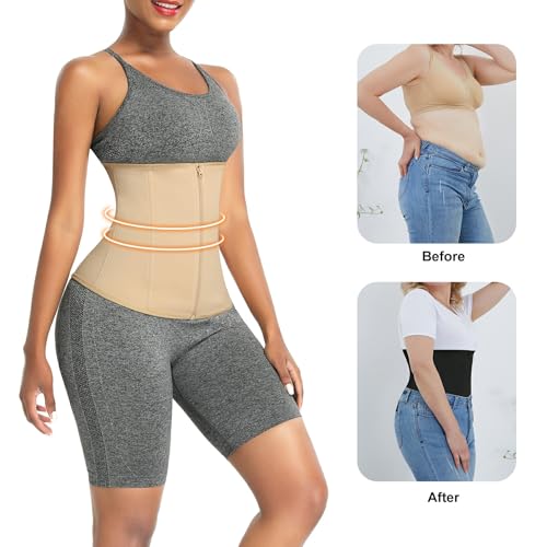 FeelinGirl Body Shaper Waist Trainer for Women Workout Waist Cincher Slim Waist Cincher Corset Tummy Control Shapewear Beige - Image 2