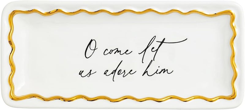 Christmas Oh Come Gold Edge Sentiment Tray