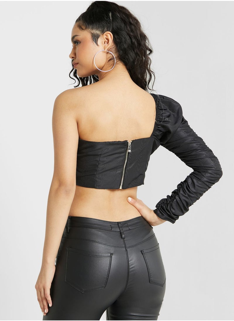 RIVER ISLAND - One Shoulder Crop Top - Image 1
