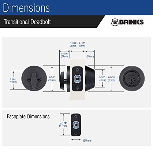 BRINKS Transitional Single Cylinder Deadbolt Lock, Door Lock Built for Residential Protection ANSI Grade 2 Security, Matte Black - Image 5