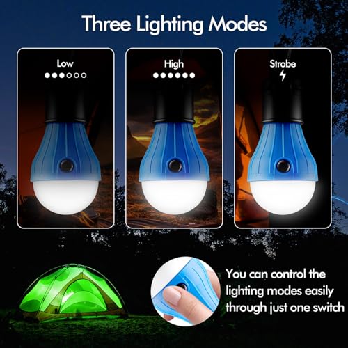 FLY2SKY Tent Lamp 5 Packs Portable Tent Light Clip Hook Hurricane Emergency Lights LED Camping Light Bulb Camping Tent Lantern Equipment for Camping Hiking Backpacking Fishing Outage - Image 3