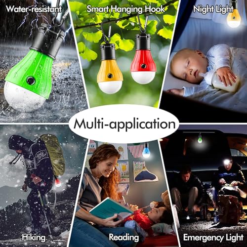 FLY2SKY Tent Lamp 5 Packs Portable Tent Light Clip Hook Hurricane Emergency Lights LED Camping Light Bulb Camping Tent Lantern Equipment for Camping Hiking Backpacking Fishing Outage - Image 4