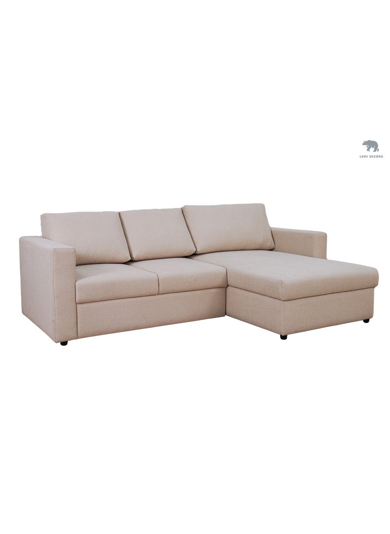 Luxe Decora 3 Seater Sofa With Single Long Seat & Storage Beige  - Image 1