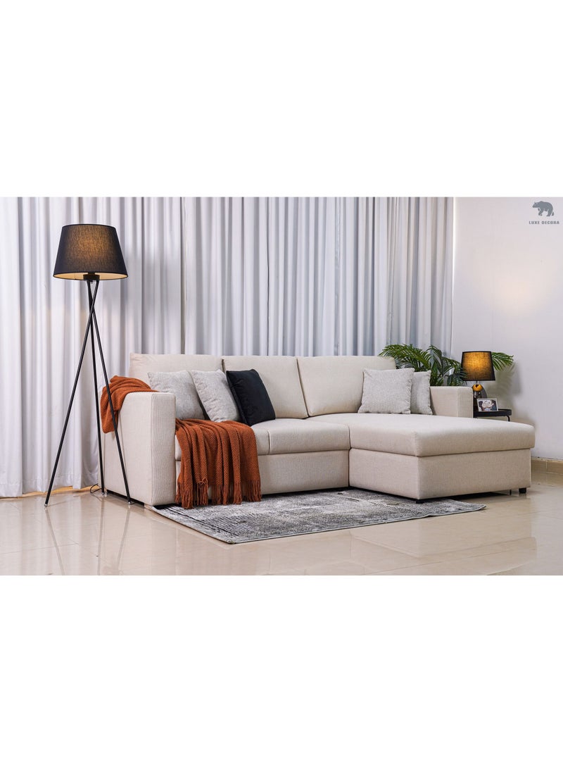Luxe Decora 3 Seater Sofa With Single Long Seat & Storage Beige  - Image 4
