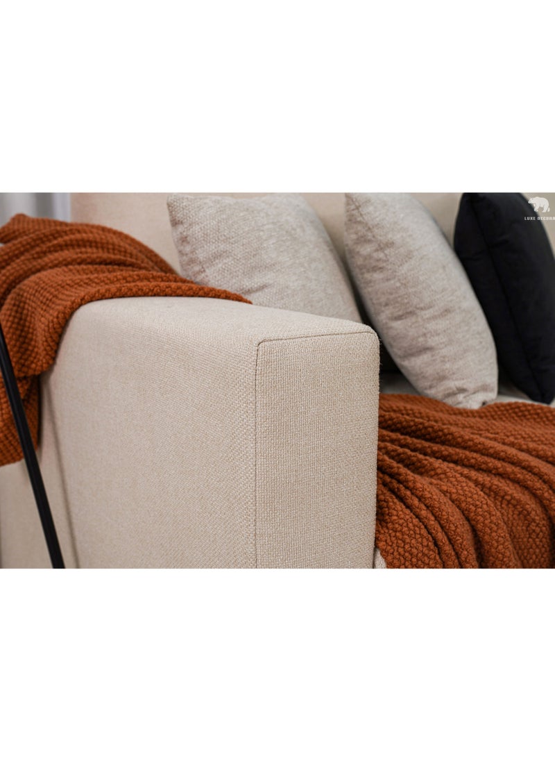 Luxe Decora 3 Seater Sofa With Single Long Seat & Storage Beige  - Image 5