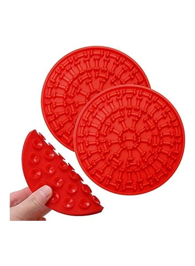 NIBEMINENT Silicone Slow Feeder Dog Treat Dispensing Mat Red 5.9 x 5.9inch - Image 1