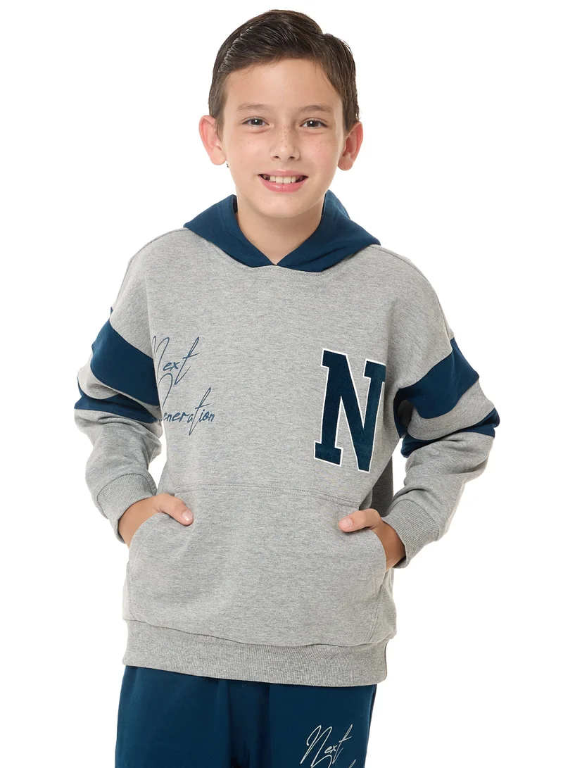 victor and jane Boys' 2-Piece Hoodie and Jogger Set (8-14 yrs) Grey Mil-Navy
