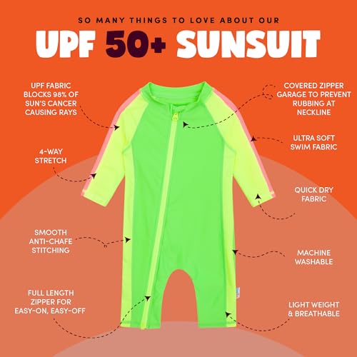 SwimZip Girls' Long-Sleeve UPF 50+ Swimsuit for Baby, Toddler, & Little Girls - Image 2