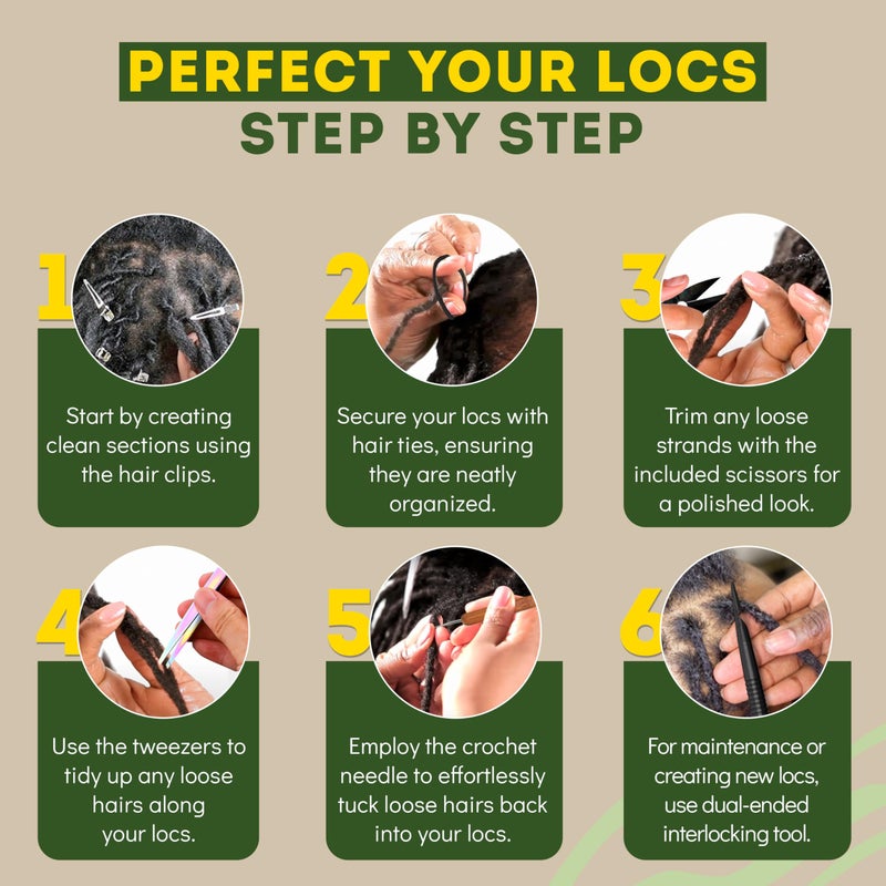 Locsanity Dreadlock Retightening and Interlocking Tool Kit for Sisterlocks - Dual-Ended Metal Crochet Needle for Microlocks, Small & Medium Locs Maintenance - Image 5