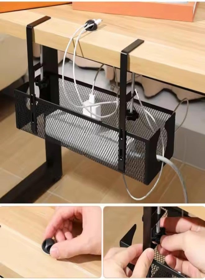 Katana Expandable/Adjustable Cable Management Under Desk Tray | Expandable Size from 40 cm to 70 cm | No Drilling, Durable, Clean Table, Flexible Cable Management Solution with Clamps. - Image 3