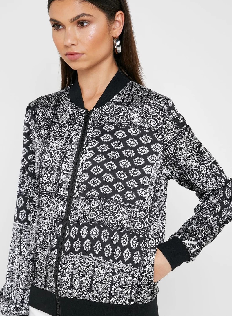 ELLA Mixed Print Zip Through Jacket