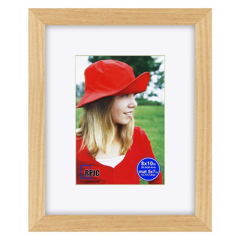 RPJC RPJC 8x10 inch Picture Frame Made of Solid Wood and High Definition Glass Display Pictures 5x7 with Mat or 8x10 Without Mat for Wall Mounting Photo Frame Natural - Image 1