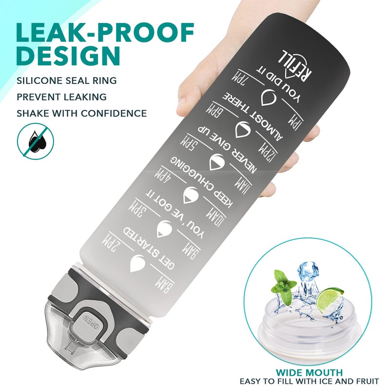 Enerbone 32 oz Drinking Water Bottle with Times to Drink and Straw, Motivational with Carrying Strap, Leakproof BPA & Toxic Free, Ensure You Drink Enough Water for Fitness Gym Outdoor - Image 4