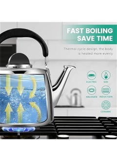 HOOKOR Whistling Tea Pots for Stove Top - Food Grade Stainless Steel Teapot - Classic Stovetop Kettle with Universal Base, Cool Grip Bakelite Handle (3 L)  - Image 3
