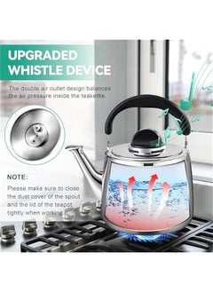 HOOKOR Whistling Tea Pots for Stove Top - Food Grade Stainless Steel Teapot - Classic Stovetop Kettle with Universal Base, Cool Grip Bakelite Handle (3 L)  - Image 4