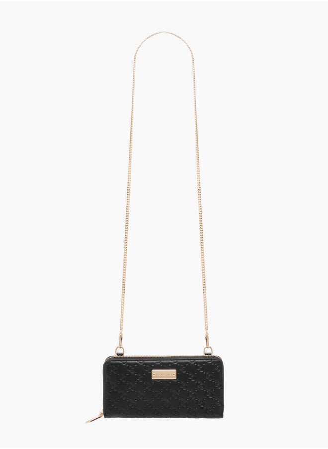 Celeste Monogram Embossed Zip-Around Wallet with Chain Strap  - Image 2