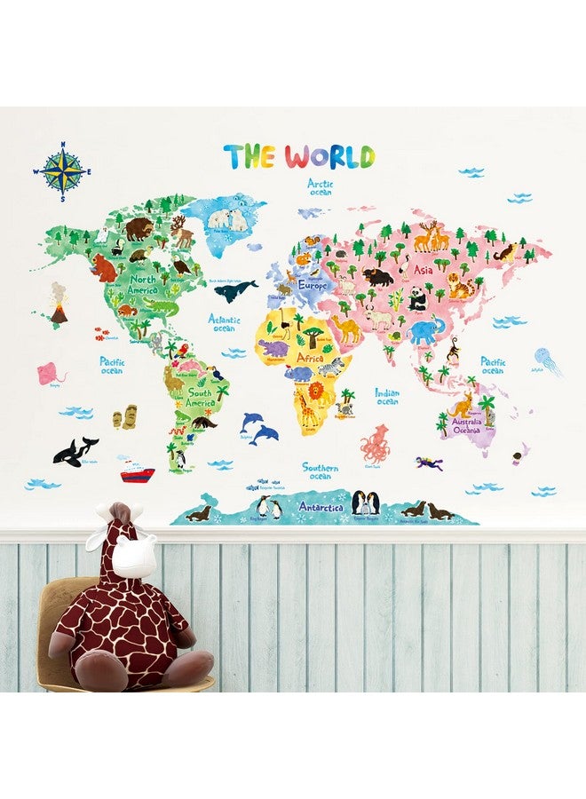 Decowall Sg21615S Animal World Map Kids Wall Stickers Wall Decals Peel And Stick Removable Wall Stickers For Kids Nursery Bedroom Living Room (Large) Décor - Image 4
