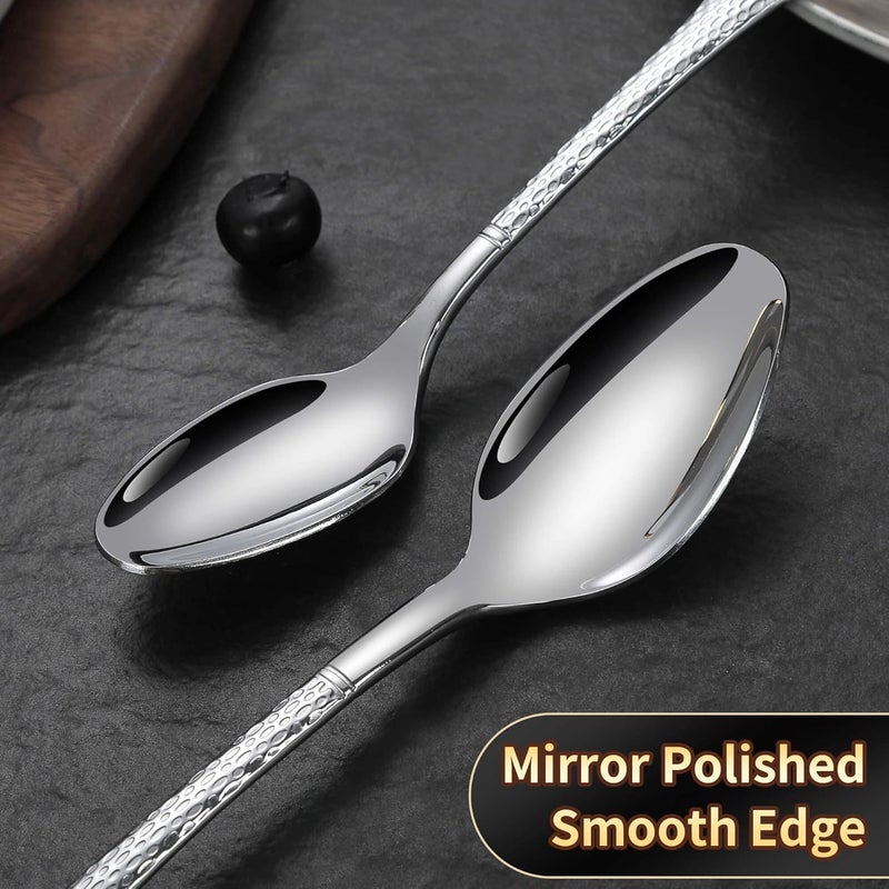 Lemeya Hammered Silverware Set20 Piece Modern Flatware Set Service for 4Mirror Polished Stainless Steel Cutlery Set Utensil Set Tableware SetKitchen Knives Forks Spoons SetDishwasher Safe - Image 5