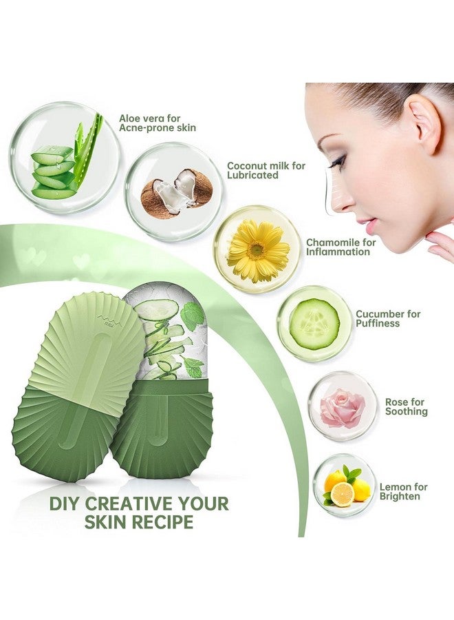 أسطوانة الثلج للوجه لبشرة متوهجة | شد البشرة | إزالة التجاعيد وحب الشباب والبثور | تخفيف انتفاخات العين (أخضر) - Image 5