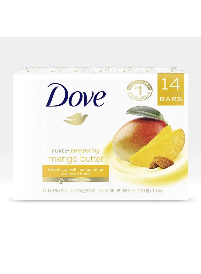Dove Beauty Bar With Mango Butter 14 Bars To Moisturize Dry Skin More Moisturizing Than Bar Soap 3.75 oz - Image 1