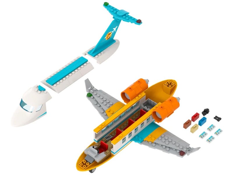Brick Loot طائرة الركاب من Brick Loot Vacation Airlines - مجموعة كتل بناء متوافقة مع ليغو مع ملحقات الأمتعة، نموذج STEM إبداعي يمكن صنعه بنفسك للأطفال والبالغين، طائرة عرض ديناميكية هوائية قابلة للجمع - Image 5