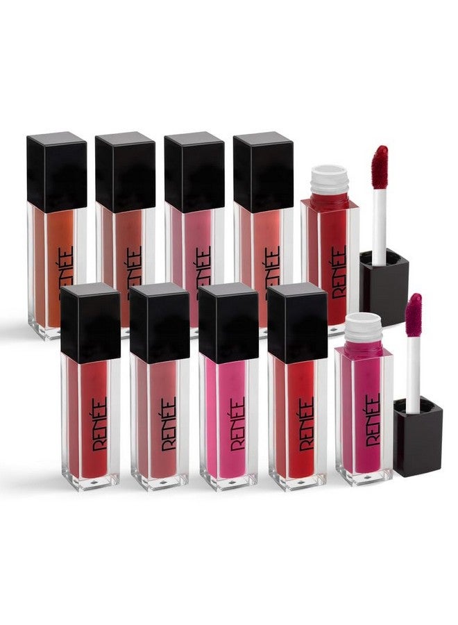 Renee Stay Forever Matte Liquid Lipstick Combo - Transfer-Proof, Smudge-Proof, Long Lasting, Infused With Vitamin E & Jojoba Oil - Perfect For Gifting, Wedding, Special Occasions, Travel Pack Of 10 - Image 2