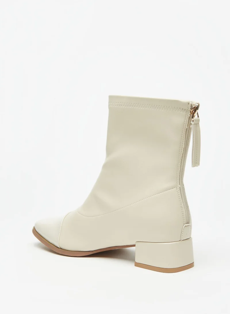 Flora Bella By Shoexpress Womens Solid Boots With Zip Closure And Block Heels By Shoexpress