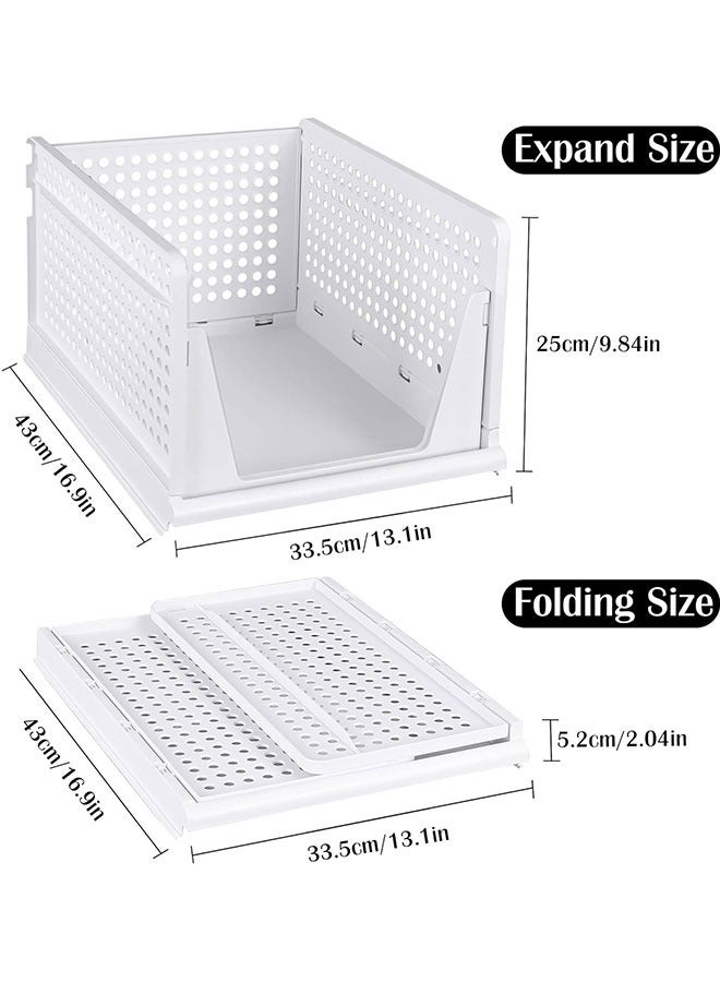 GoldenLike  منظم خزانة ملابس قابل للطي، 3 عبوة من صناديق تخزين قابلة للتكديس، منظم درج بلاستيكي، سلال رف الملابس، صندوق تخزين منظم، مكعبات حاوية للمطبخ، المكتب، غرفة النوم، الحمام - Image 5