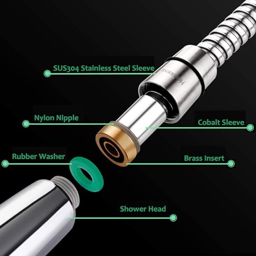 HOMEIDEAS 138 inches Shower Hose, 11.5 feet Extra Long 304 Stainless Steel Handheld Shower Head Hose Replacement, Flexible Hose Extension - Image 2