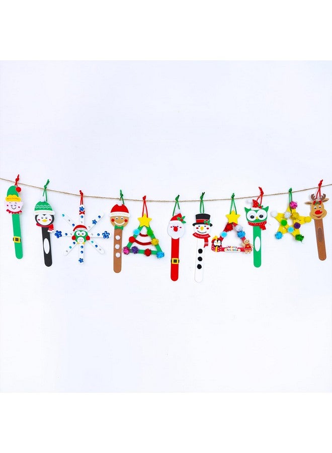Winlyn 24 Sets Christmas Craft Kits Popsicle Stick Christmas Ornaments Winter Crafts DIY Craft Stick Santa Snowman Elf Reindeer Ornaments Art Sets for Kids Holiday Classroom Activities Party Favors - Image 2