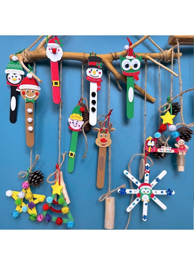 Winlyn 24 Sets Christmas Craft Kits Popsicle Stick Christmas Ornaments Winter Crafts DIY Craft Stick Santa Snowman Elf Reindeer Ornaments Art Sets for Kids Holiday Classroom Activities Party Favors - Image 4