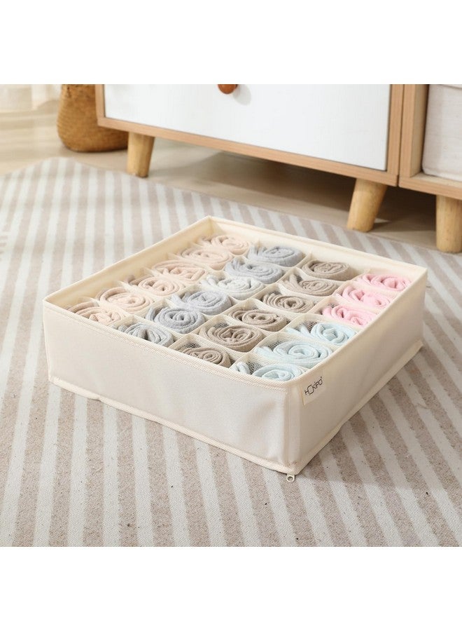 HOKIPO HOKIPO Undergarment Organizer Storage Box for Drawers Bra Panty Socks Tie Lingerie Organizer for Wardrobe, 24 Grid, Beige (NEW-4853-BGE)  - Image 2